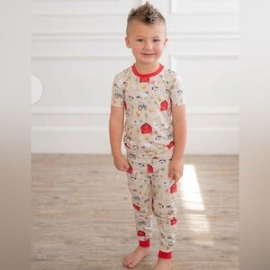 Kloudy Kids Farm Animal 2 piece Bamboo Pajama Set Sz 7/8 NWT